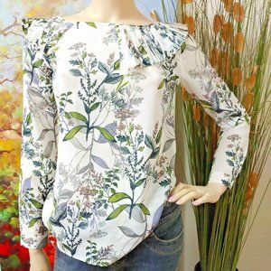 BANANA REPUBLIC Josephine Asymmetric Ruffle Floral